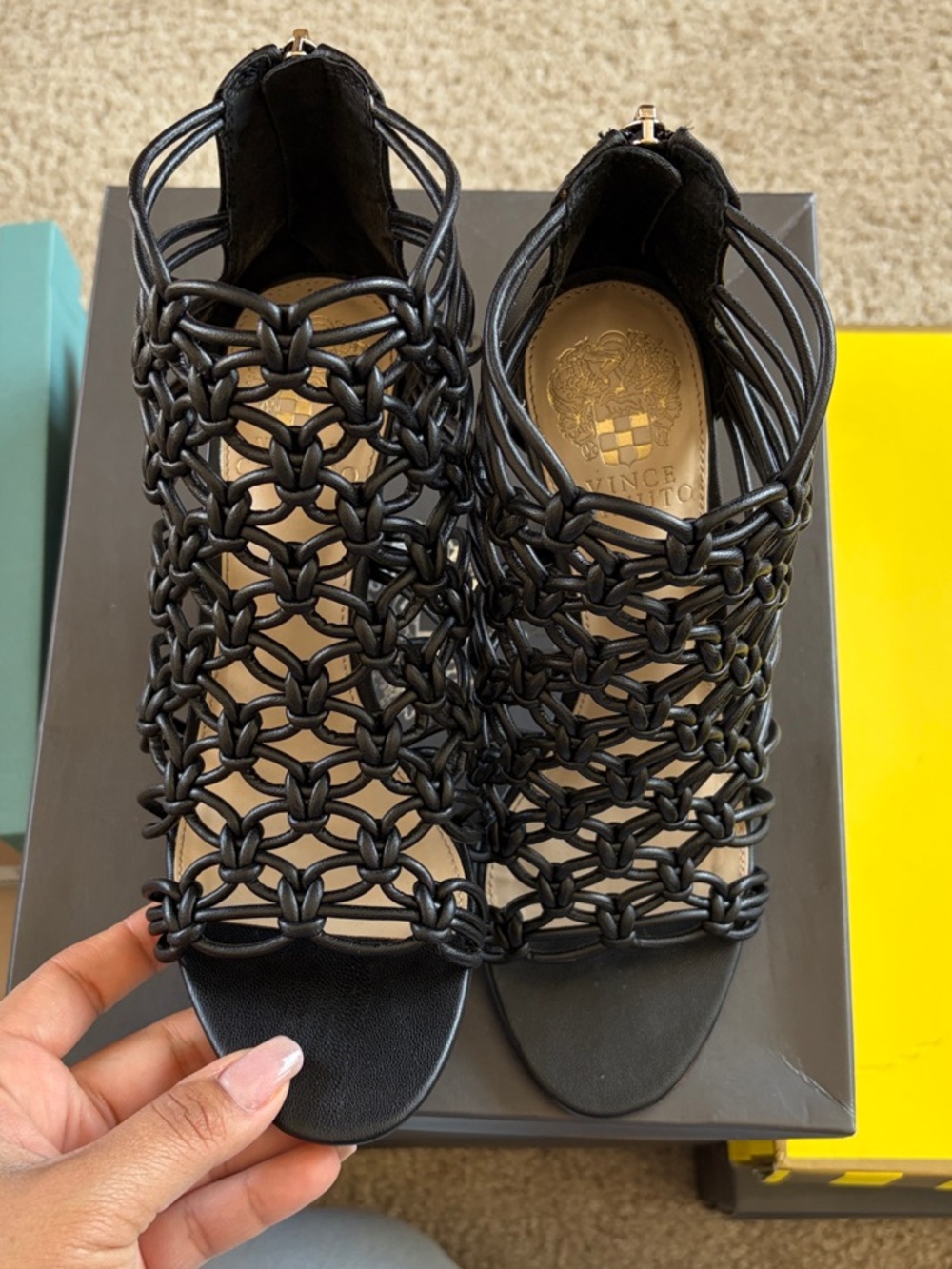 Vince Camuto Black Knotted Open-Toe Sandals